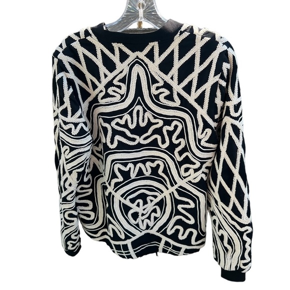 Next outerwear black and white all over embroidered bomber zip up jacket - Picture 3 of 7